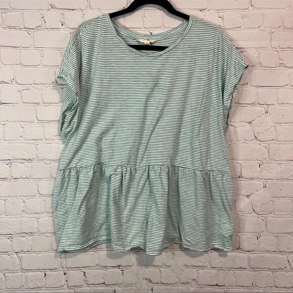 Terra & Sky Green and White Stripe Top size 1X - Picture 1 of 4